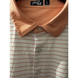Inward Half Men's The Modern Stripe Performance Polo Peach‎ Large